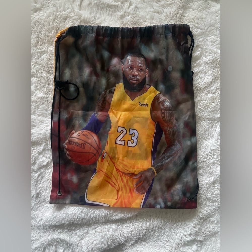 RARE LeBron James Los Angeles Lakers Drawstring Backpack Bag